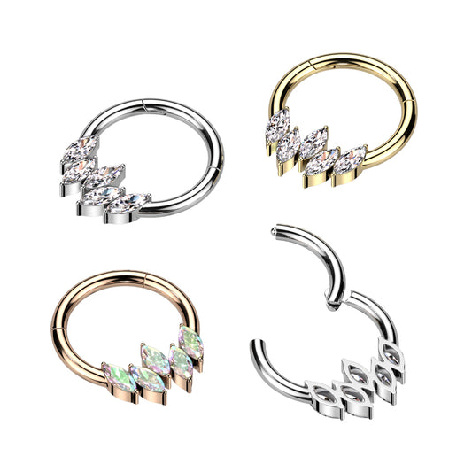 High Quality Precision 5 Marquise CZ Segment Ring