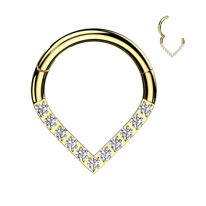 High Quality Precision Hinged Segment Hoop Ring with CNC CZ Single Line Chevron