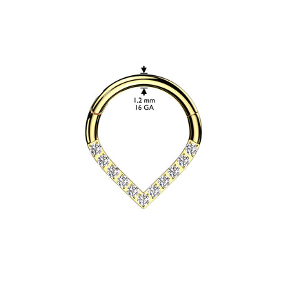 High Quality Precision Hinged Segment Hoop Ring with CNC CZ Single Line Chevron