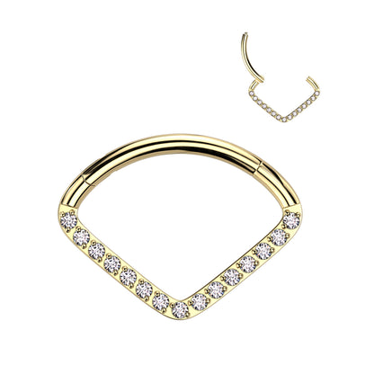 Ring With Wide CZ Pave Chevon