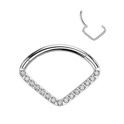 Ring With Wide CZ Pave Chevon