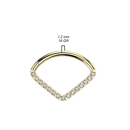 Ring With Wide CZ Pave Chevon