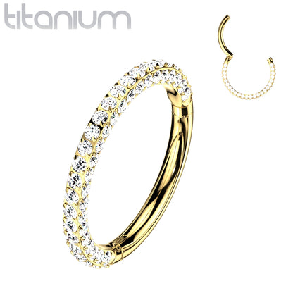 20g Hinged Segment Nose Ring With 3 Pave CZ Sides
