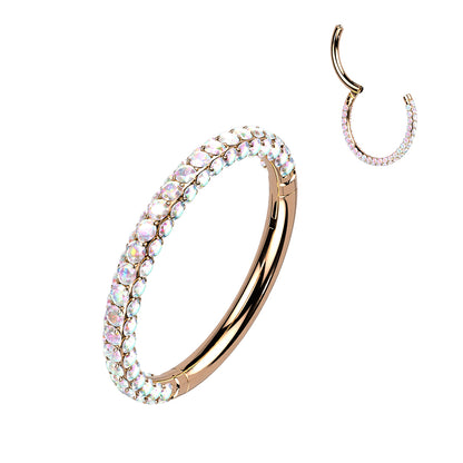 16g Hinged Segment Hoop Ring With 3 Pave CZ Sides