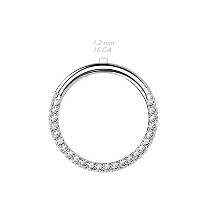 16g Hinged Segment Hoop Ring With 3 Pave CZ Sides