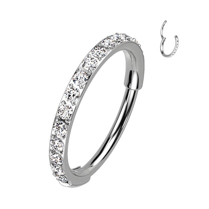Hinged Segment Hoop Ring With Outward Facing Pave CZs