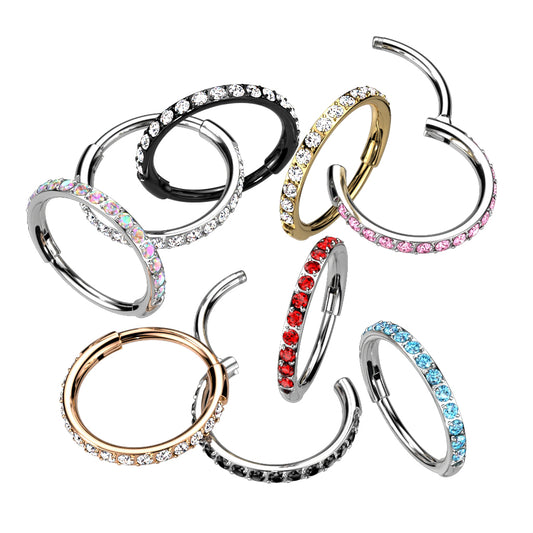 Hinged Segment Hoop Ring With Outward Facing Pave CZs