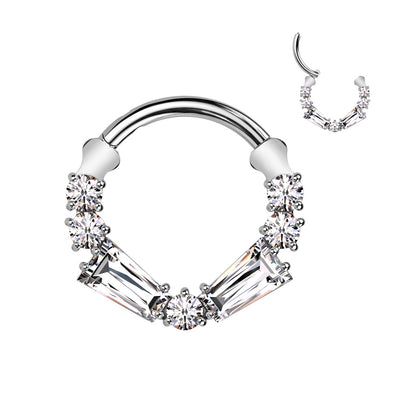 Hoop Ring With Round and Baguette CZ