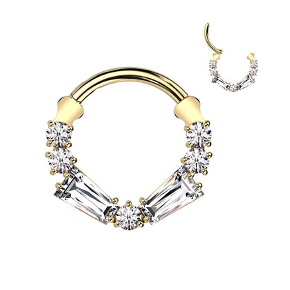 Hoop Ring With Round and Baguette CZ