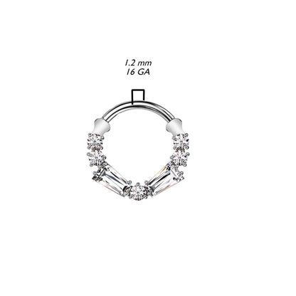 Hoop Ring With Round and Baguette CZ