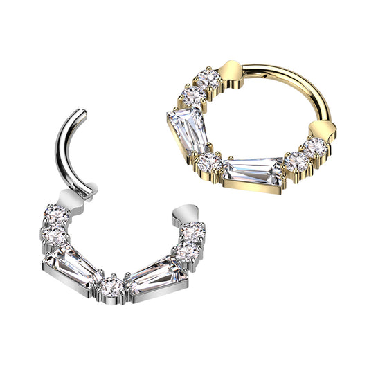 Hoop Ring With Round and Baguette CZ