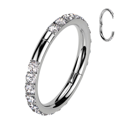 Nostril Half Closure Ring With Outward Facing CNC Set CZ On Both Sides