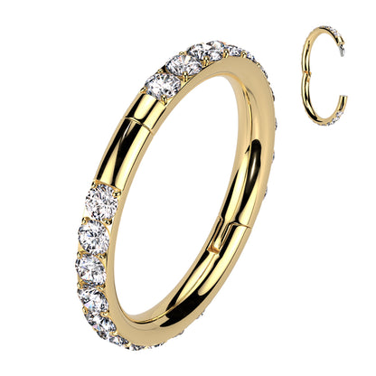 Nostril Half Closure Ring With Outward Facing CNC Set CZ On Both Sides