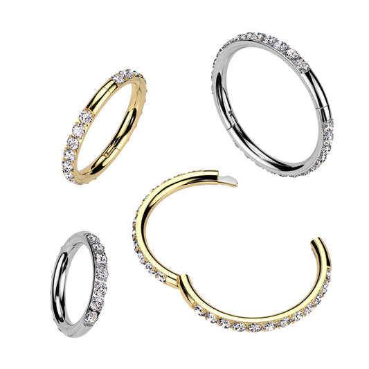 Nostril Half Closure Ring With Outward Facing CNC Set CZ On Both Sides