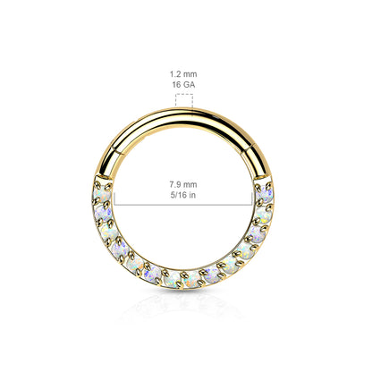 Hoop Ring With Forward Facing Pave Opal Front