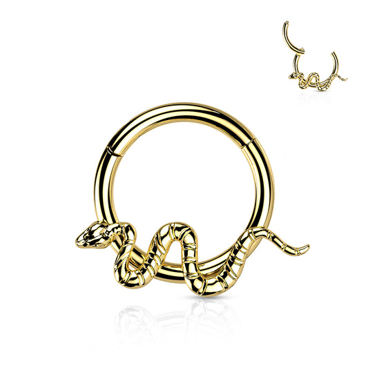 Hinged Segment Hoop Ring With Snake