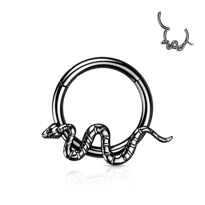 Hinged Segment Hoop Ring With Snake