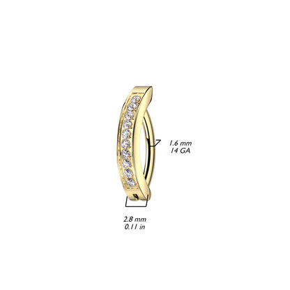 Hinged Hoop With CNC Set CZ Navel Bar