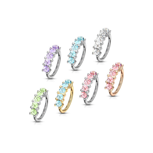 5 Illuminating Stones Lined Set All Bendable Hoop Cuff