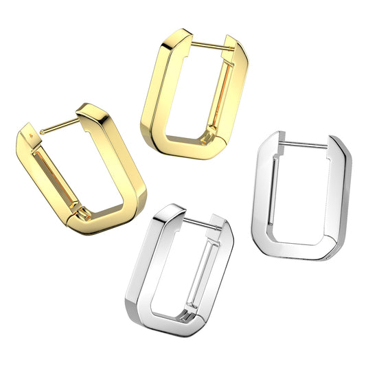 Hinged Rectangle Hoop Earrings