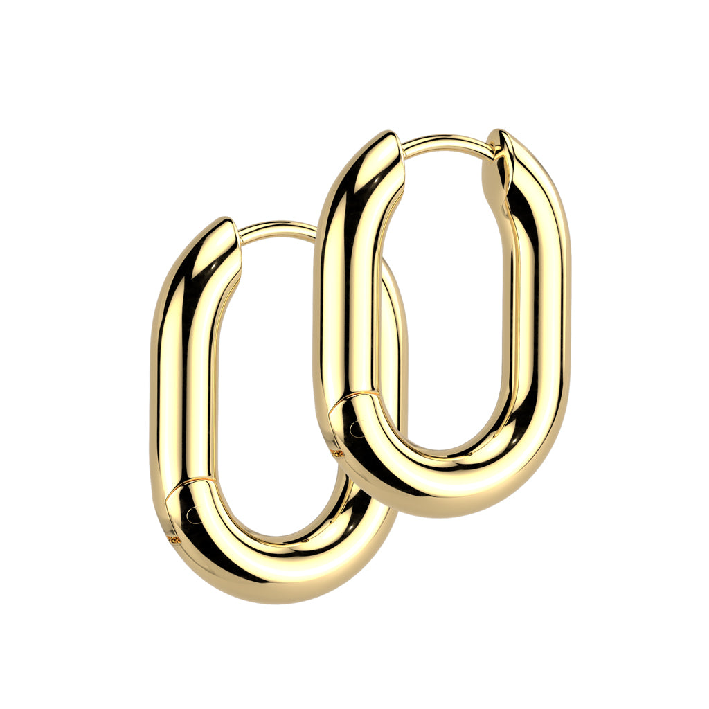 Rounded Rectangle Hinged Hoop Earrings