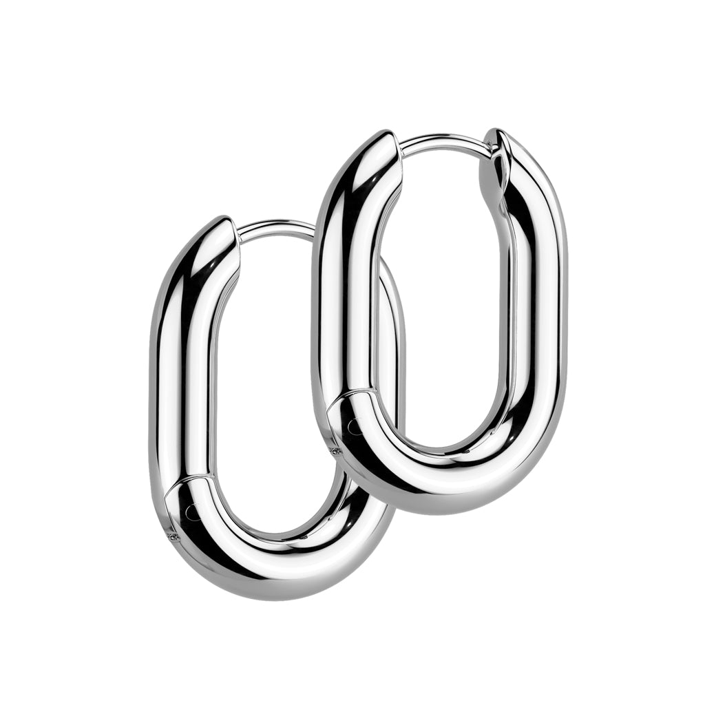 Rounded Rectangle Hinged Hoop Earrings