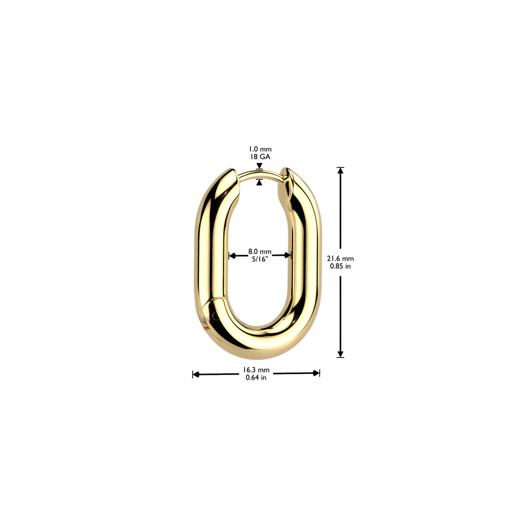 Rounded Rectangle Hinged Hoop Earrings