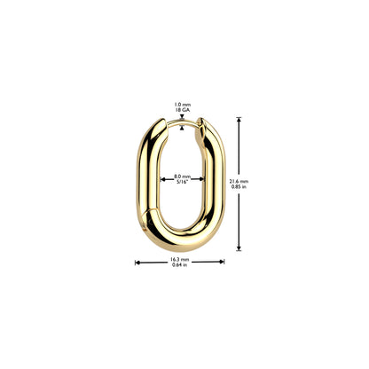 Rounded Rectangle Hinged Hoop Earrings