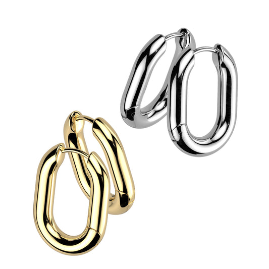 Rounded Rectangle Hinged Hoop Earrings