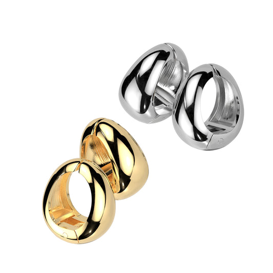 Wide Oval Non-Piercing Clip On Ear Cuff Earrings