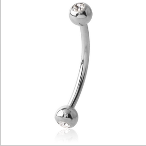 Double Jewelled Curved Barbell