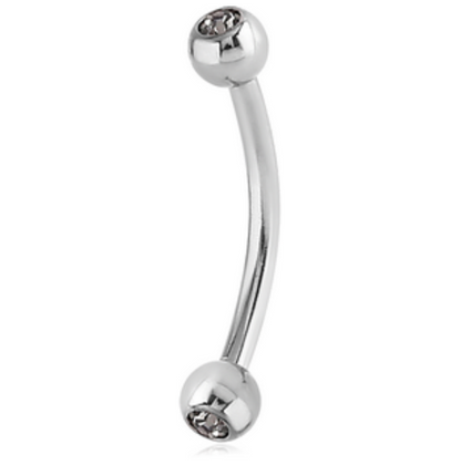 Double Jewelled Curved Barbell