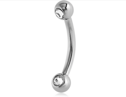 Double Jewelled Forward Facing Curved Barbell