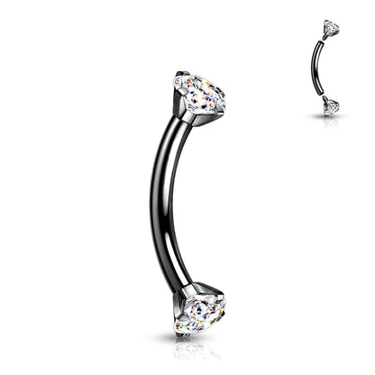 Curved Barbell With Prong Set CZ Ends