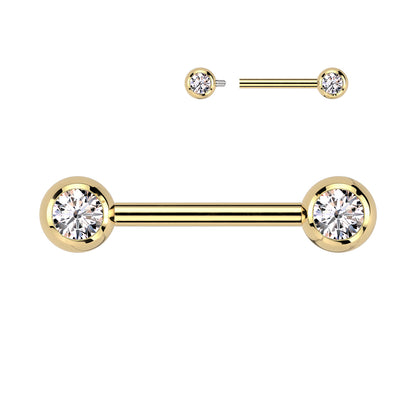 Threadless Nipple Barbell With CZ Set Ball Ends