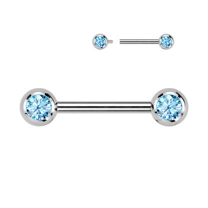 Threadless Nipple Barbell With CZ Set Ball Ends