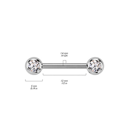 Threadless Nipple Barbell With CZ Set Ball Ends