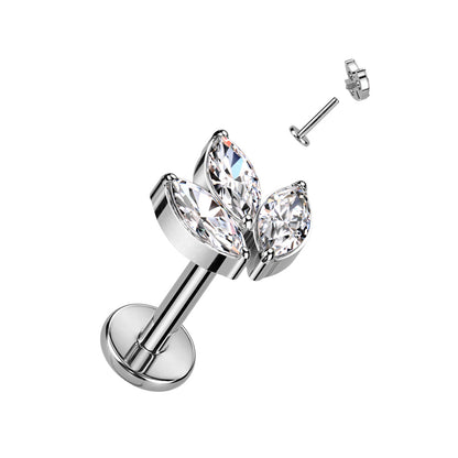 Labret 3 Marquise CZ Leaf Top