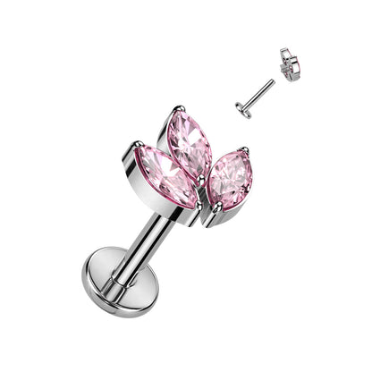 Labret 3 Marquise CZ Leaf Top