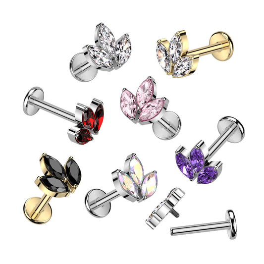 Labret 3 Marquise CZ Leaf Top