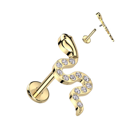 Labret With CZ Pave Snake Top