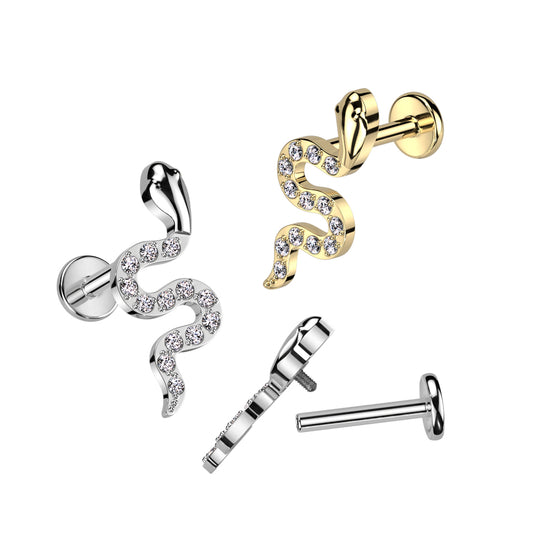 Labret With CZ Pave Snake Top
