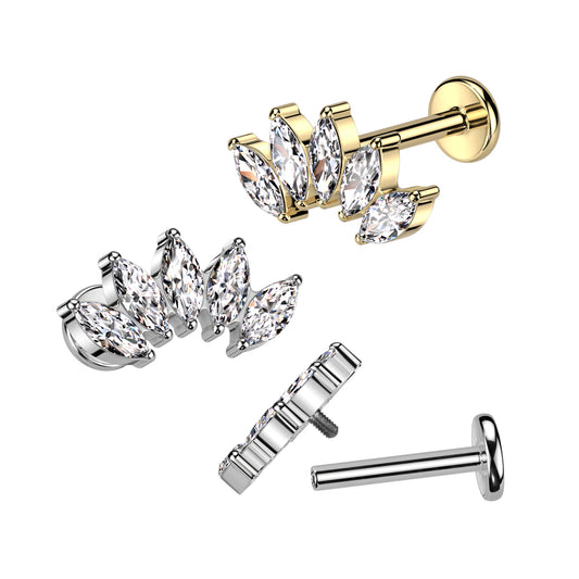 Labret With 5 Marquise CZ Fan Top