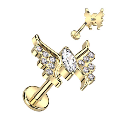 Labret With CZ Butterfly Top