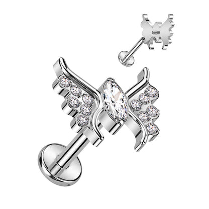 Labret With CZ Butterfly Top