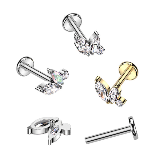 Labret With Double Marquise and Round CZ Top