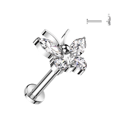 Labret With CZ Butterfly Top