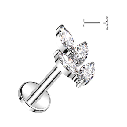 Labret with Marquise CZ Leaf Top