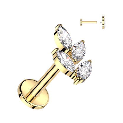 Labret with Marquise CZ Leaf Top