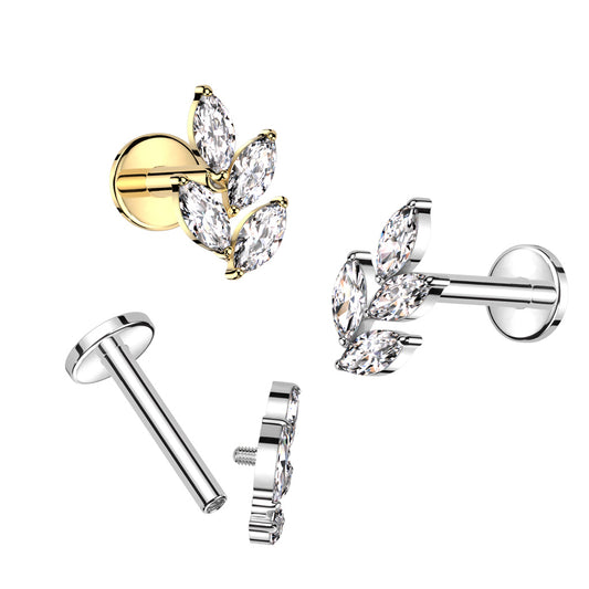 Labret with Marquise CZ Leaf Top